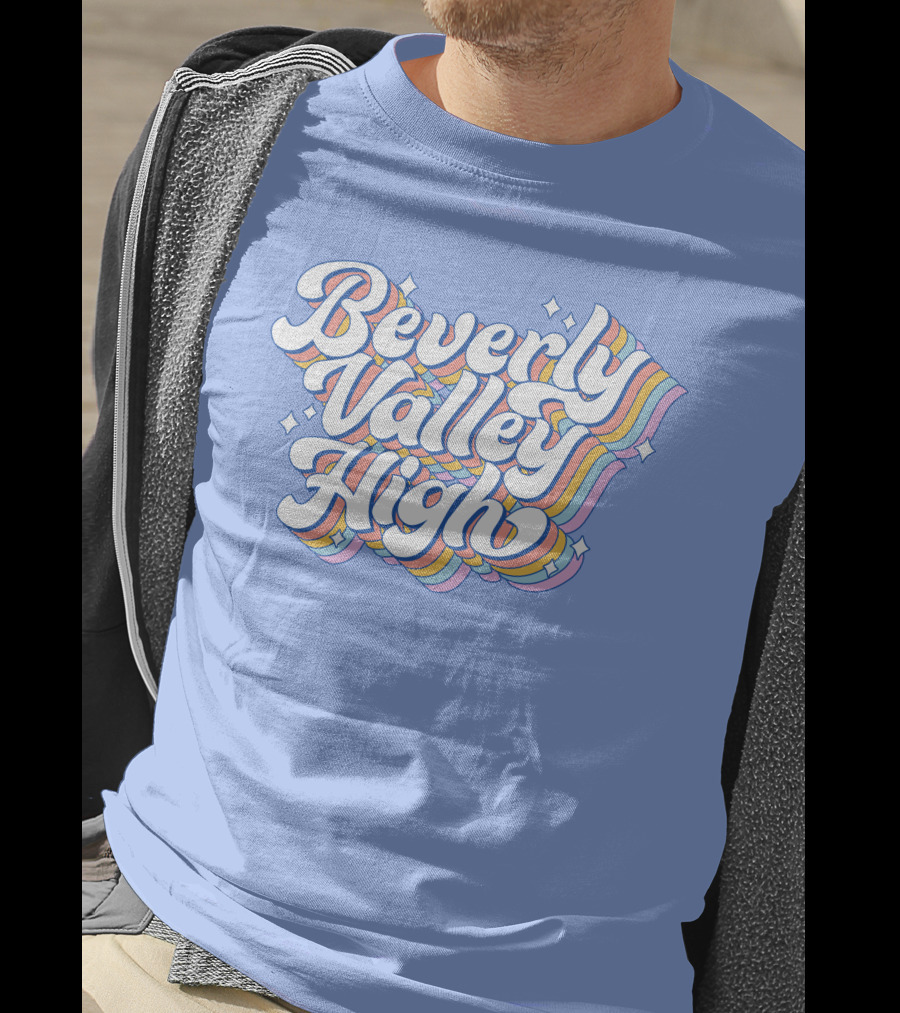 Bvh Merch Beverly Valley High Rainbow Text With Colorful Swirls T-Shirt