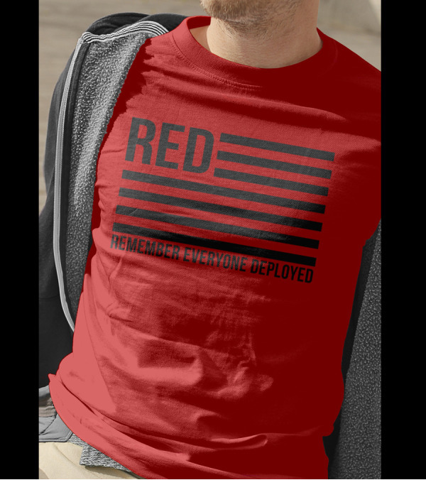 RED Remember Everyone Deployed American Flag T-Shirt