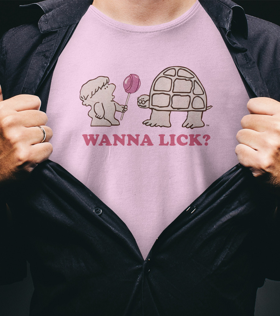 Wanna Lick Tootsie Roll Lilbttyboop Cute Character With Turtle And Lollipop T-Shirt
