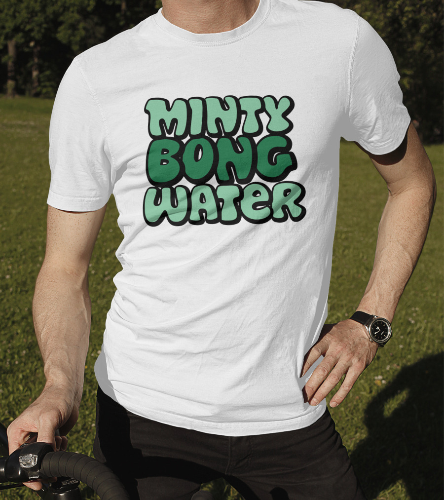 Minty Bong Water Shop Merch Mint Green Typography T-Shirt