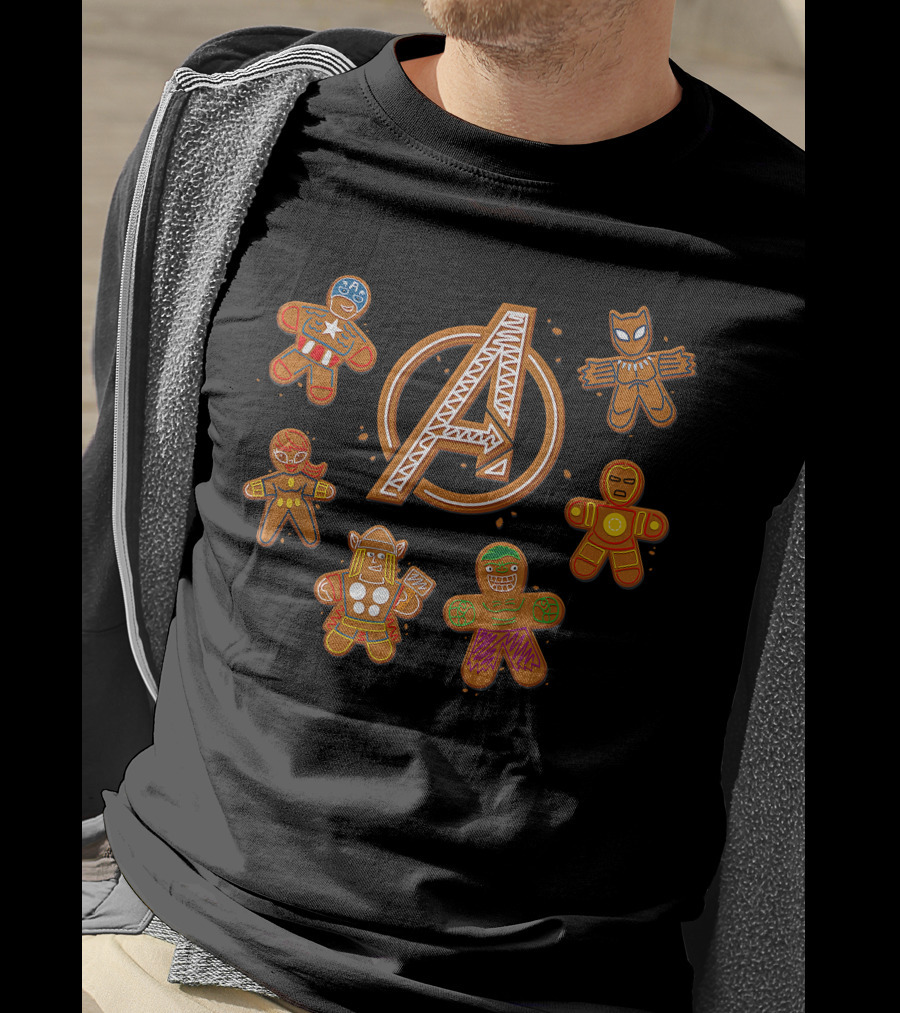 Avengers Gingerbread Cookies Holiday Themed Characters With Iconic A T-Shirt