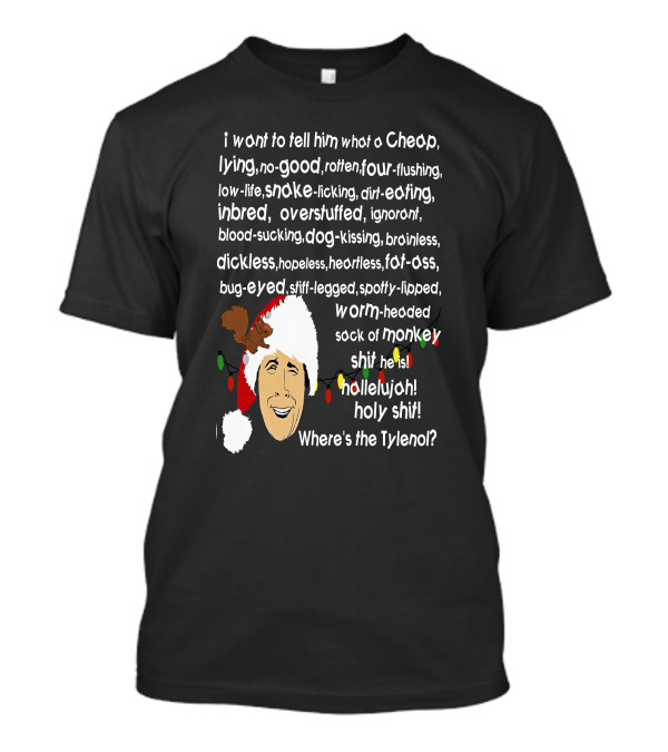 Clark Griswold Santa Hat Christmas Lights Funny Quote Adventure Vacay Holiday T-Shirt