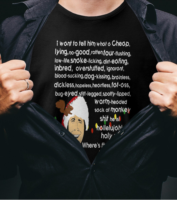 Clark Griswold Santa Hat Christmas Lights Funny Quote Adventure Vacay Holiday T-Shirt