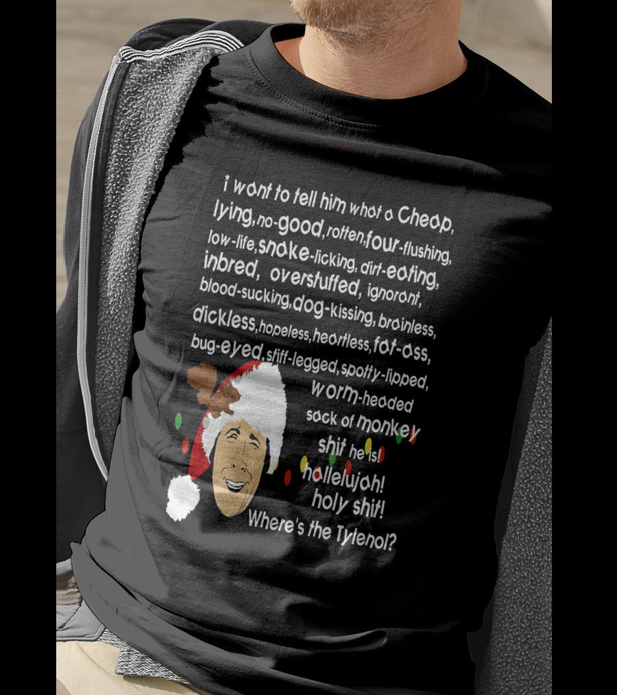 Clark Griswold Christmas Rant With Santa Hat And Lights T-Shirt
