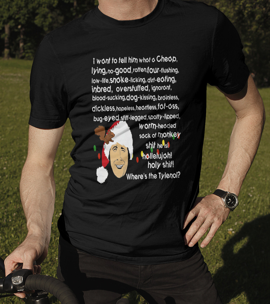 Clark Griswold Christmas Rant With Santa Hat And Lights T-Shirt