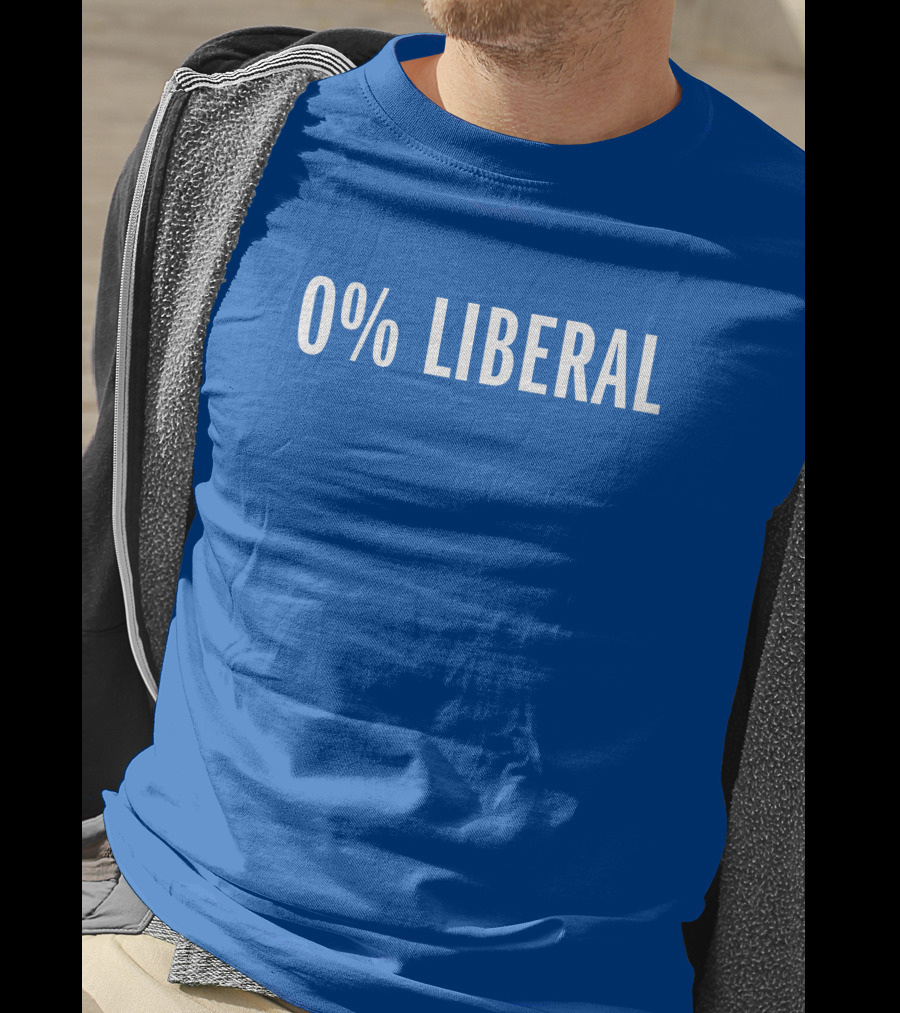 Zeek Arkham 0% Liberal Statement Bold Blue Background T-Shirt