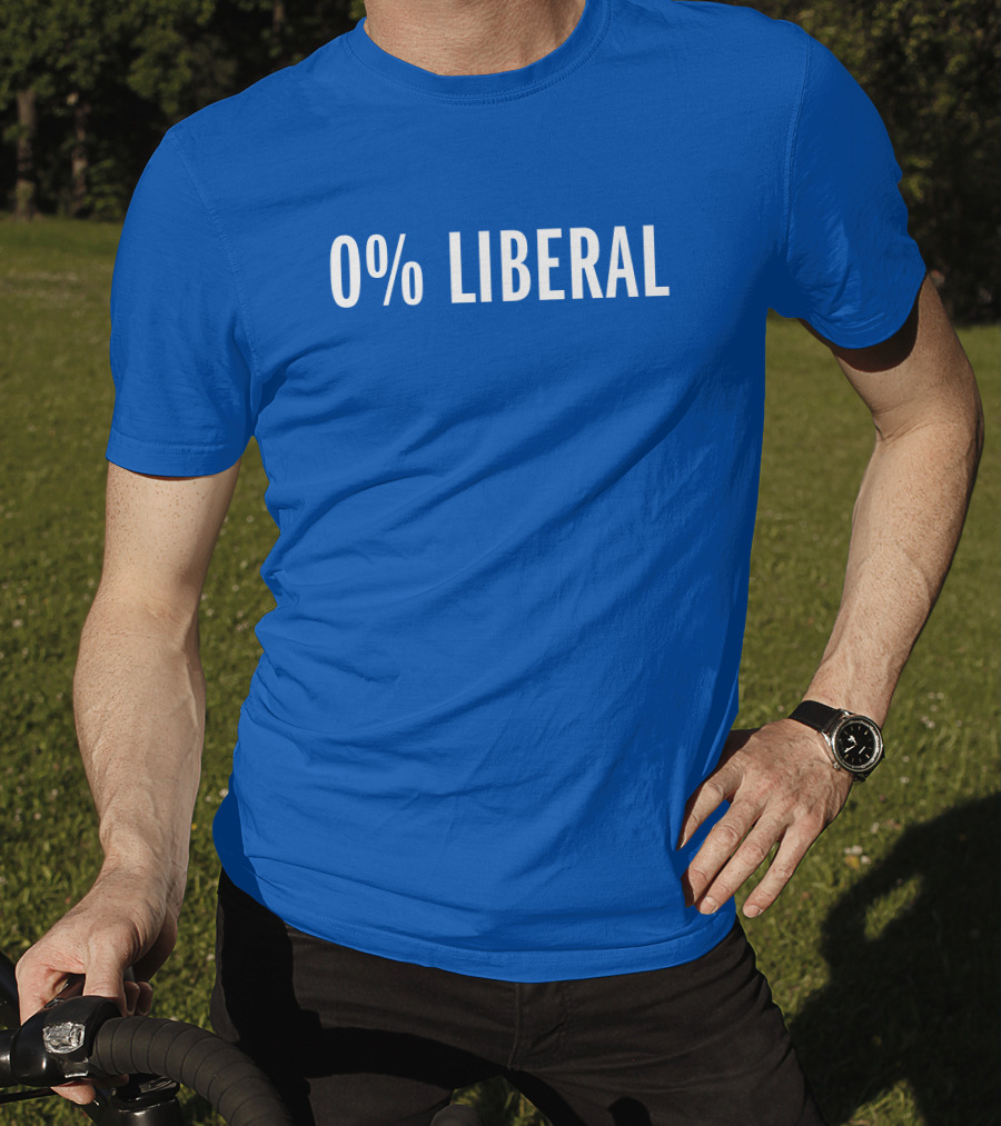 Zeek Arkham 0% Liberal Statement Bold Blue Background T-Shirt