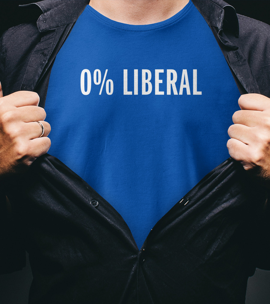 Zeek Arkham 0% Liberal Statement Bold Blue Background T-Shirt