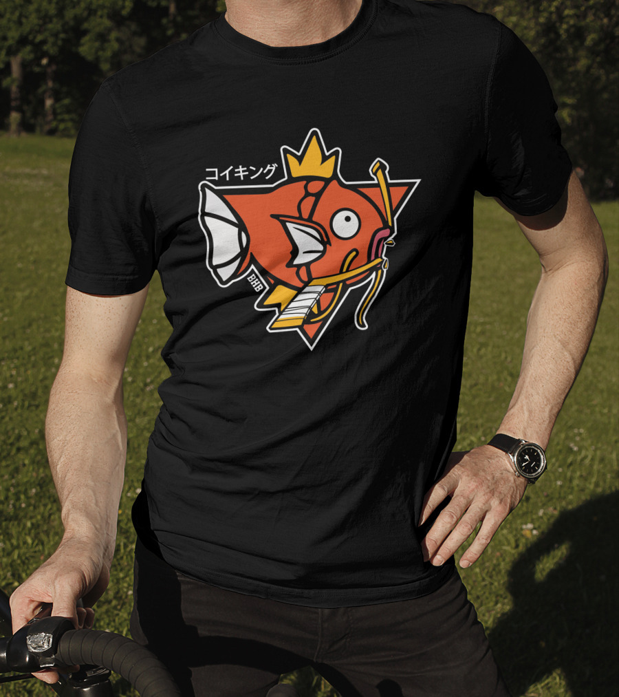 Magikarp King Fish Japanese Text Star Crown T-Shirt