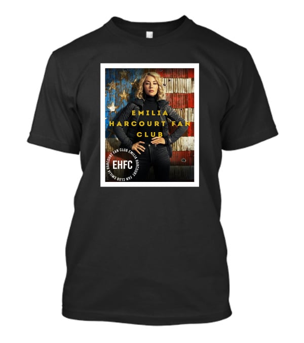 Emilia Harcourt Fan Club EHFC Vintage American Flag Background T-Shirt