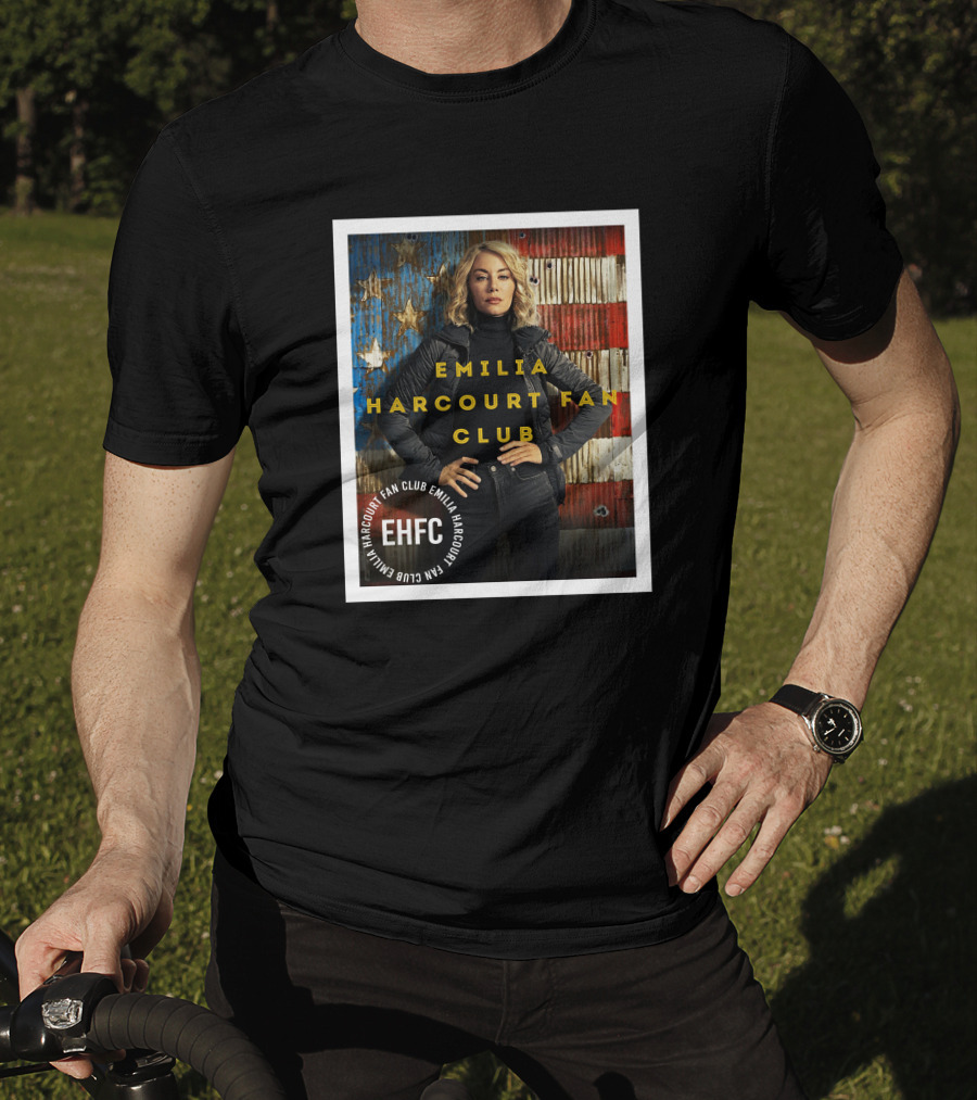 Emilia Harcourt Fan Club EHFC Vintage American Flag Background T-Shirt