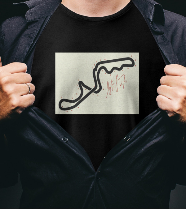 Senna's Hand-Drawn Map Of The Suzuka GP Circuit With Signature And Turn Numbers T-Shirt