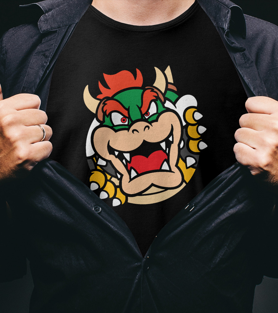 Super Mario Bowser Rows⁷ Ryukdoll Iconic Bowser Face T-Shirt
