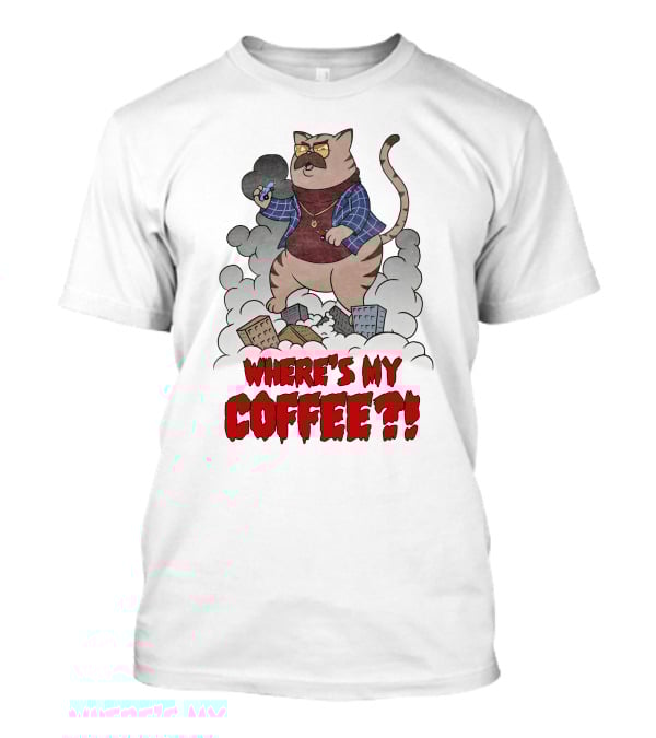 Catzilla Where's My Coffee Bowtie Flannel Smoking Pipe T-Shirt