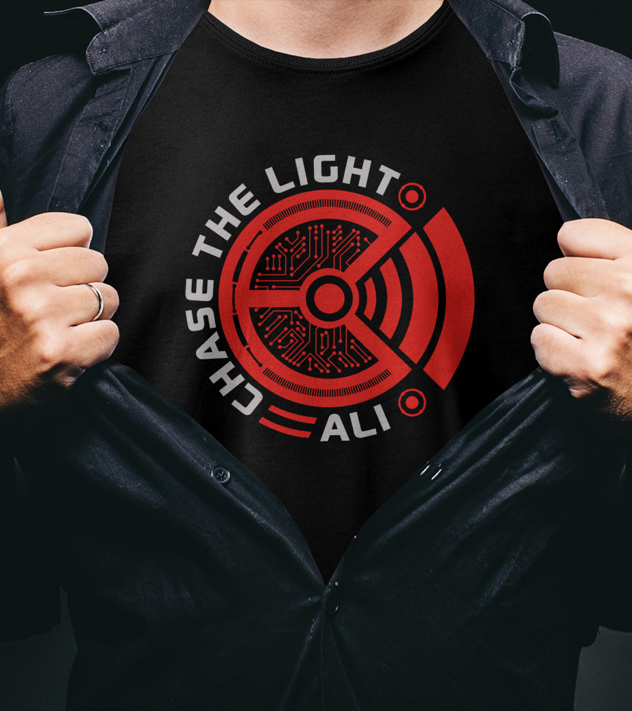Chase The Light Ali Circuit Pattern Red Tech T-Shirt