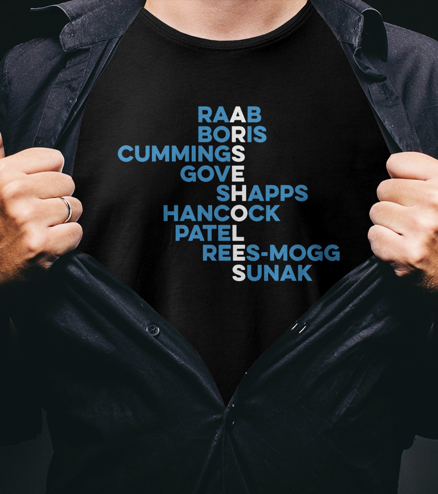 Raab Boris Cummings Gove Shapps Hancock Patel Rees-Mogg Sunak Arseholes T-Shirt
