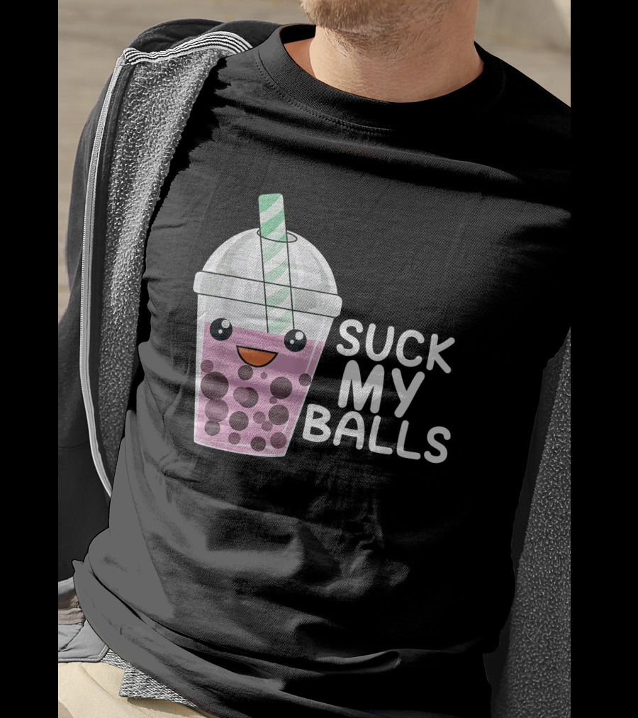 Suck My Balls Boba Tea Cute Cartoon T-Shirt