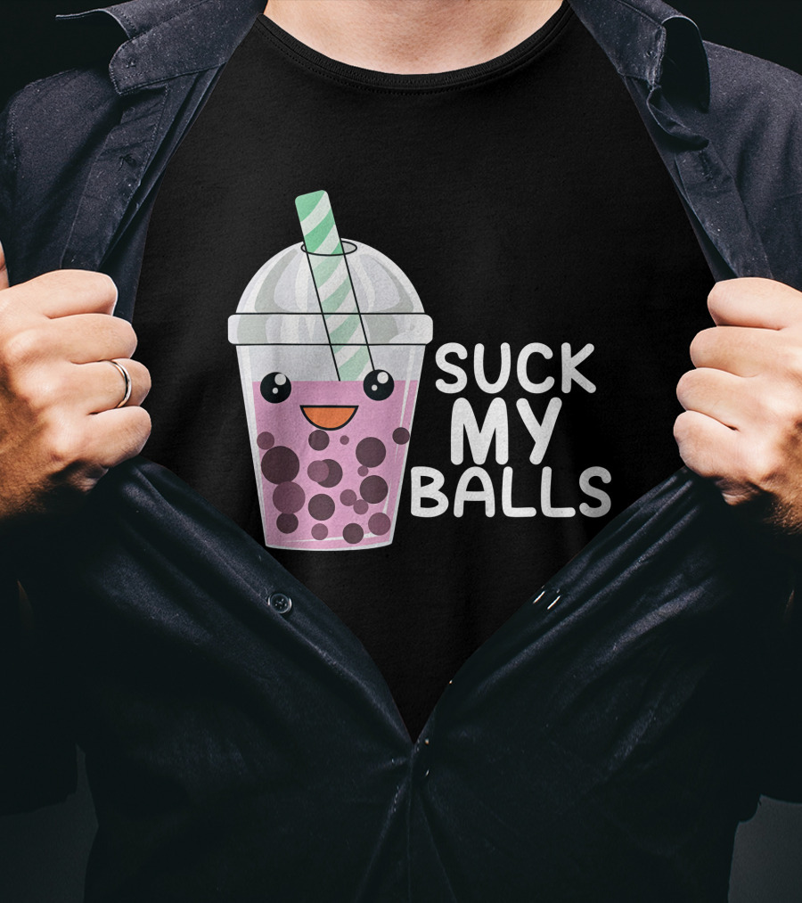 Suck My Balls Boba Tea Cute Cartoon T-Shirt