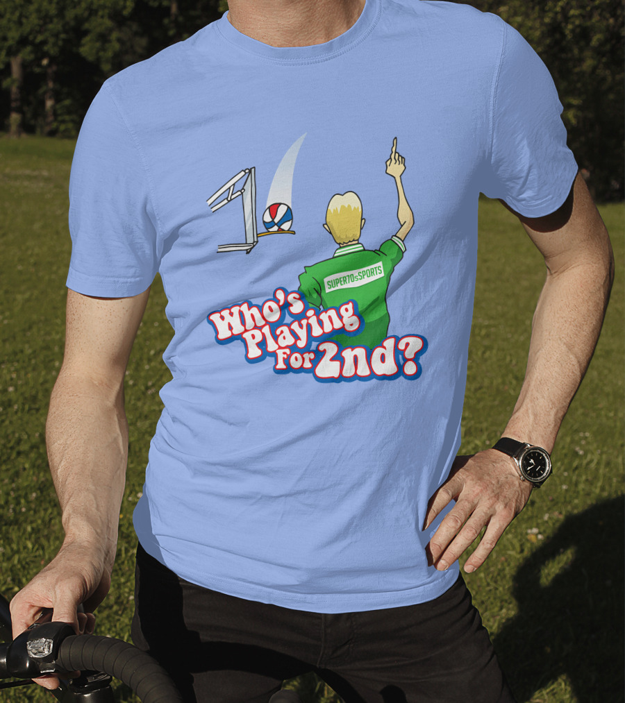 Super70s Sports Who's Playing For 2nd Volleyball Player Gesture T-Shirt