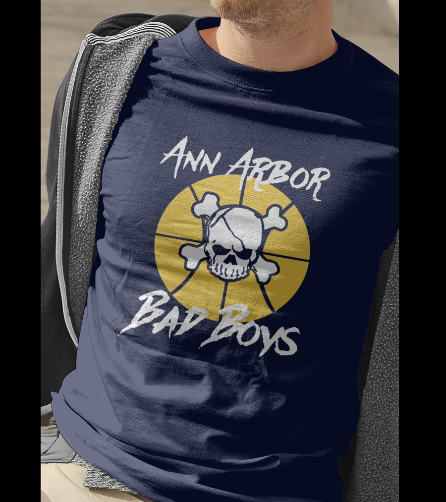 Ann Arbor Bad Boys Skull Basketball Juwan Howard Blue By Ninety Shop T-Shirt