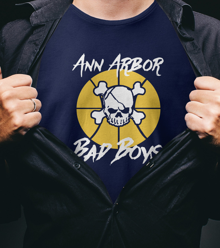 Ann Arbor Bad Boys Skull Basketball Juwan Howard Blue By Ninety Shop T-Shirt