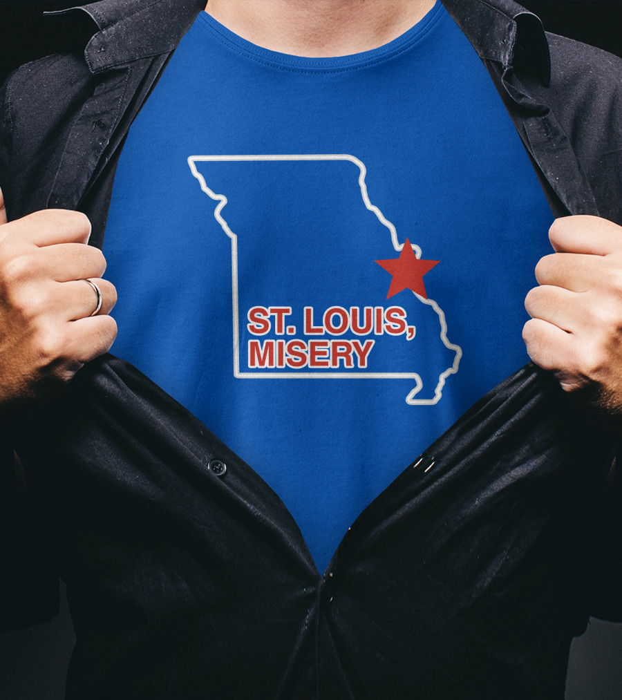 Obvious Merch St. Louis Misery Map Outline With Red Star T-Shirt