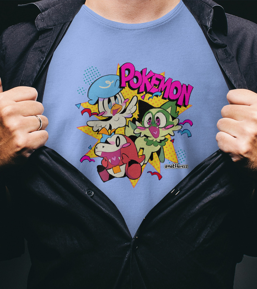 Natflorezz Pokemon Quaxly Sprigatito Fuecoco Characters T-Shirt