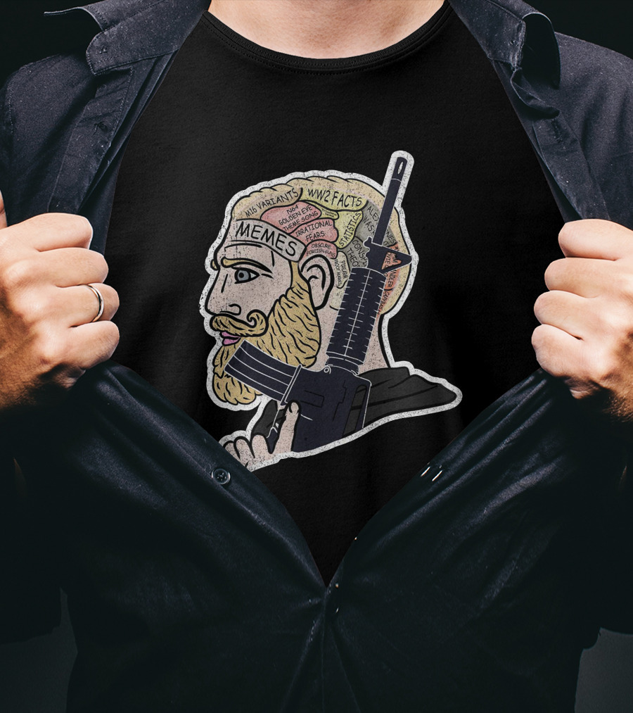 Chad Memes Phrenology Iraqveteran8888 WW2 Facts Variant Guns T-Shirt