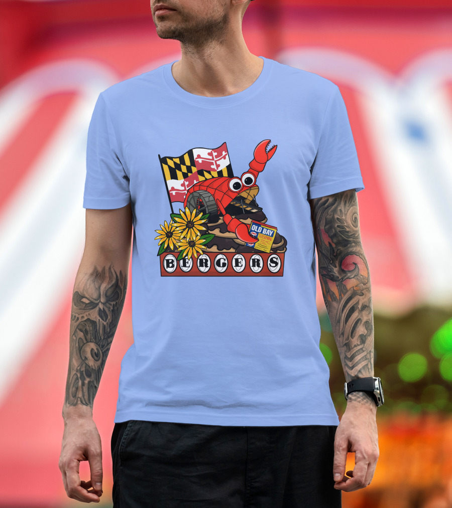 Bergers Old Bay Maryland Flag Mr. Trash Wheel T-Shirt