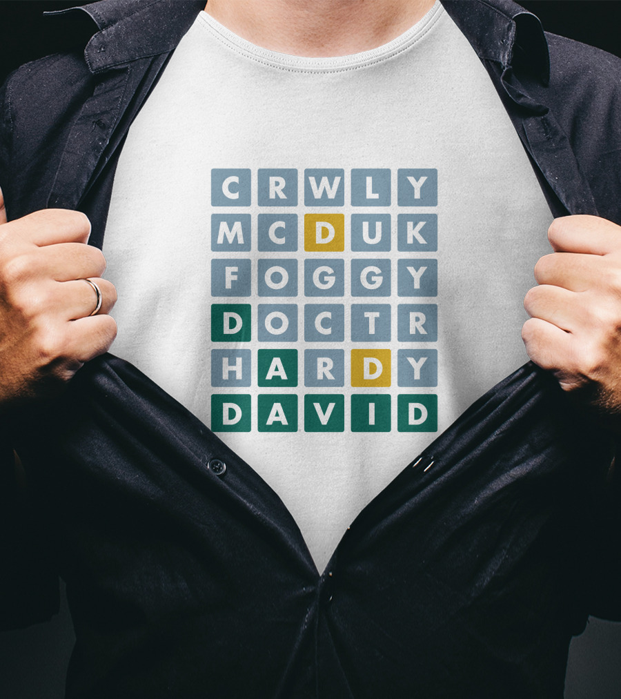 David Tennant Crossword Puzzle CRWLY MCDUK FOGGY DOCTR HARDY DAVID T-Shirt