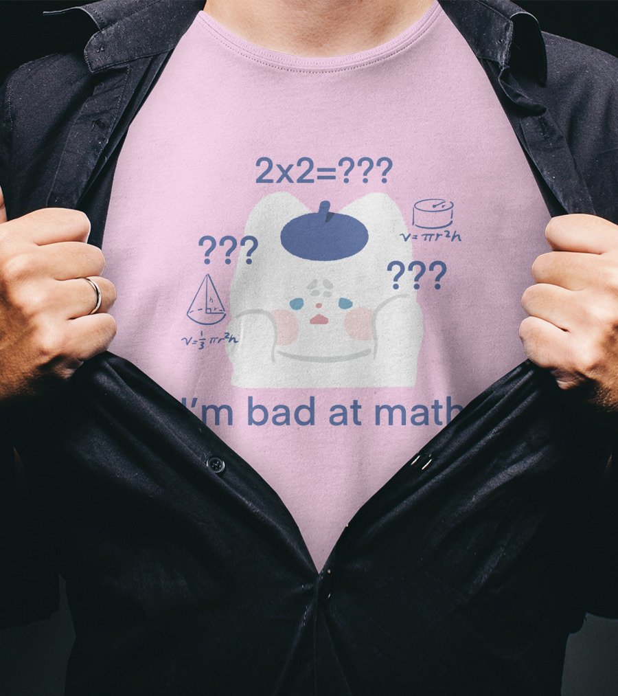 Maobabie Merch I'm Bad At Math Jennie Cat Confused By Math Equations T-Shirt