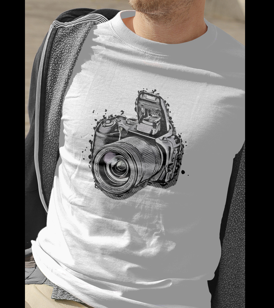 Nikon Camera Black White Splatter T-Shirt