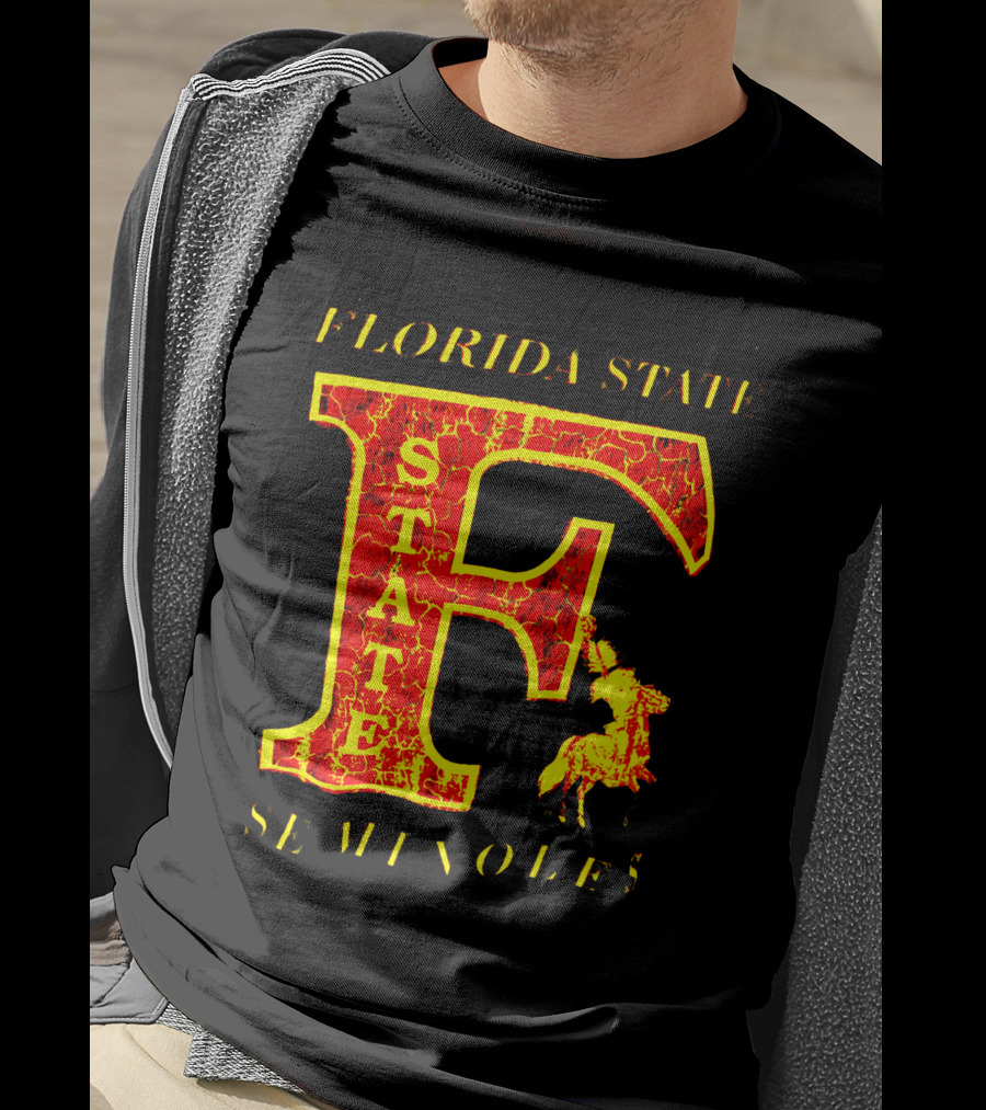 Florida State Seminoles Vintage 1980s Large F Cracked Texture T-Shirt