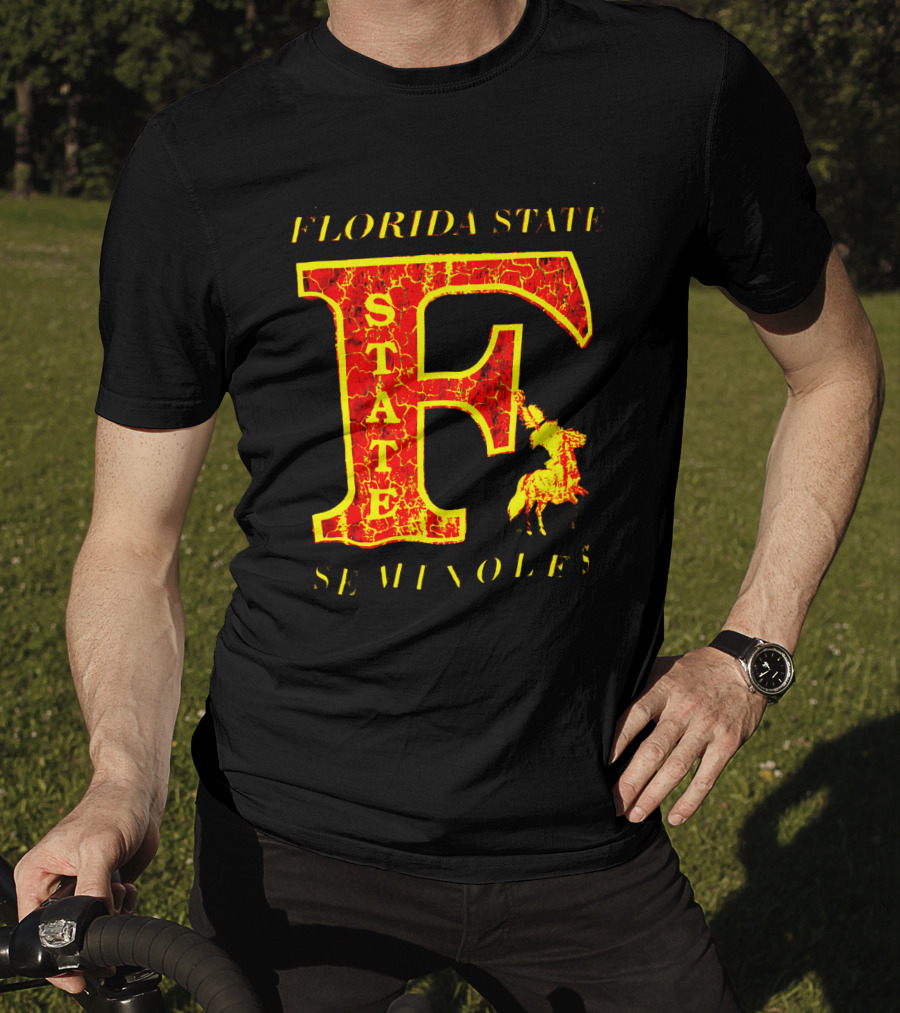 Florida State Seminoles Vintage 1980s Large F Cracked Texture T-Shirt