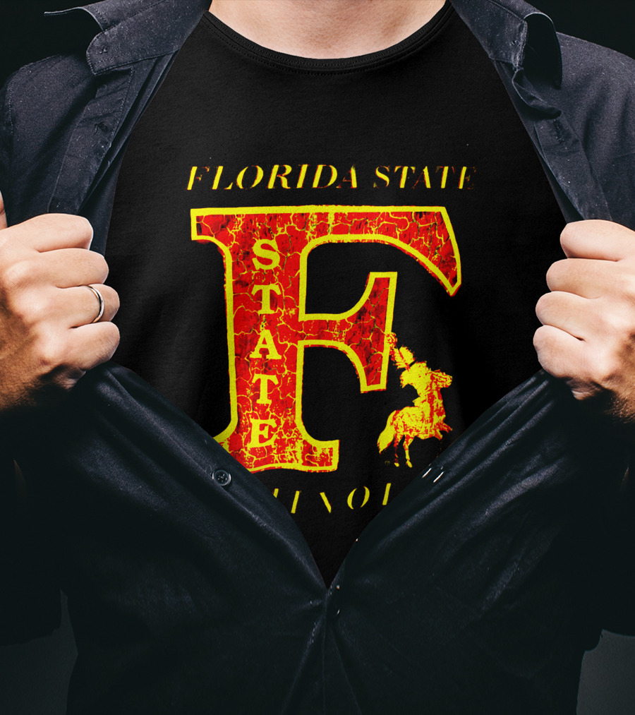 Florida State Seminoles Vintage 1980s Large F Cracked Texture T-Shirt