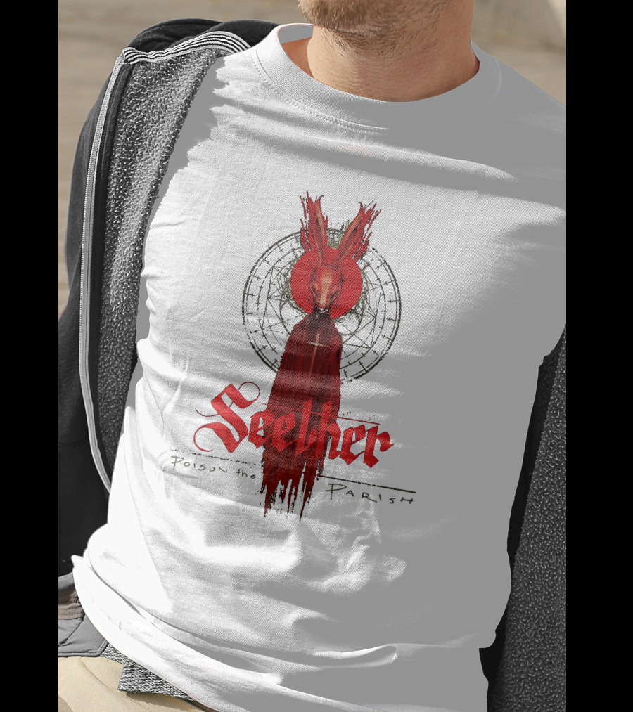 Seether Poison The Parish Red Hooded Figure With Geometric Circle T-Shirt