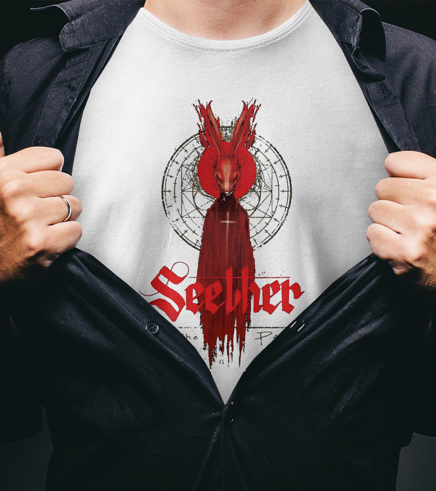 Seether Poison The Parish Red Hooded Figure With Geometric Circle T-Shirt