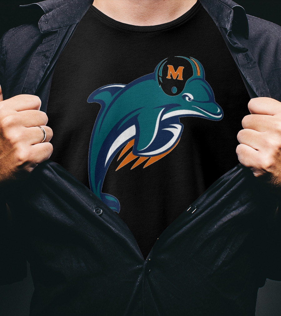 Miami Dolphins Football Team Logo With Helmet T-Shirt
