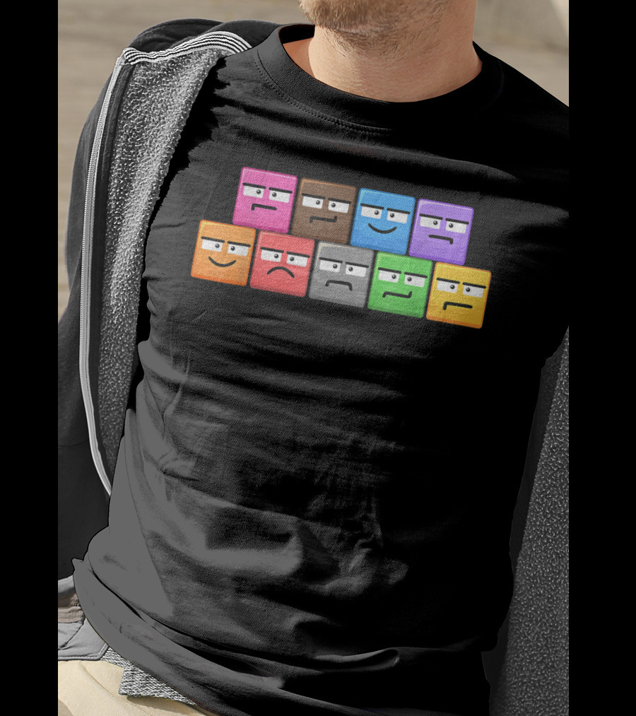 Cliffside Chaos Emoji Blocks Faces T-Shirt