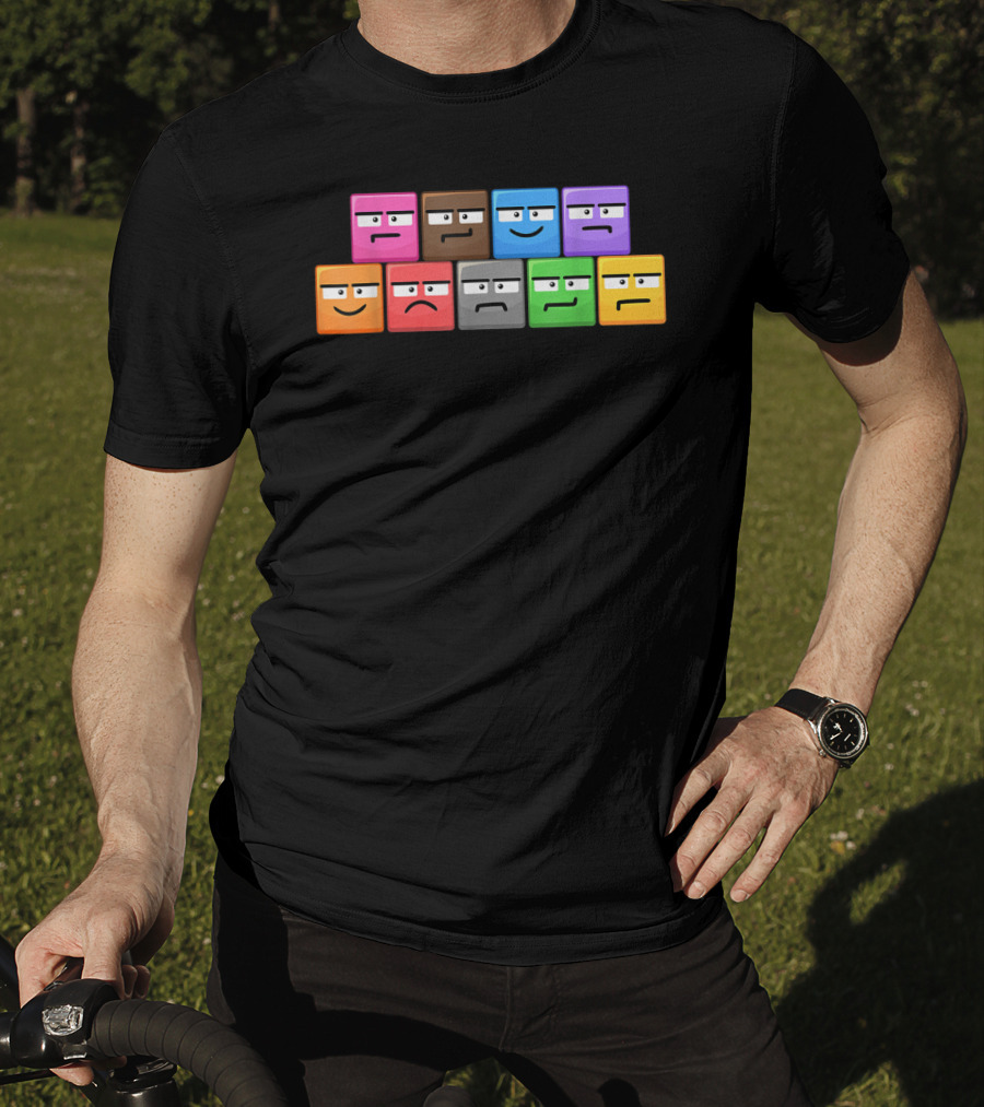 Cliffside Chaos Emoji Blocks Faces T-Shirt