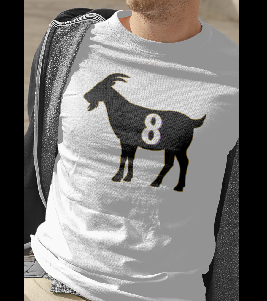 GOAT 8 Baltimore Football Maryland Raven Nation Black Goat Silhouette With Number 8 T-Shirt