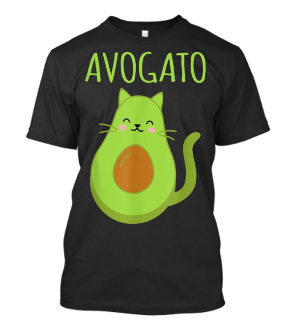 Avogato Cute Happy Cat Avocado T-Shirt