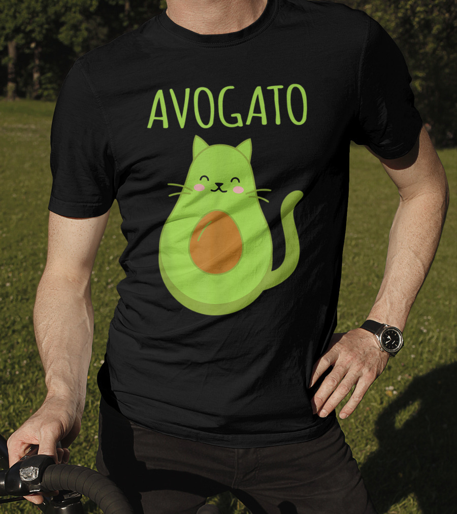 Avogato Cute Happy Cat Avocado T-Shirt