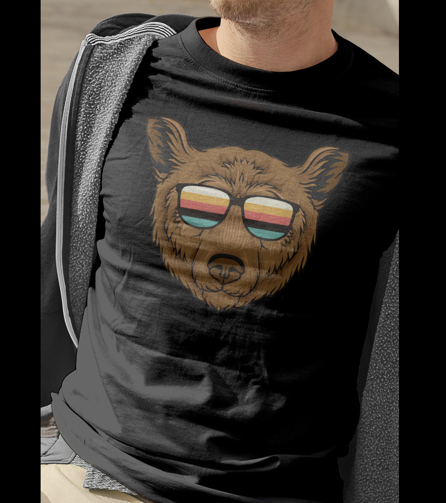 Bear Funny Retro Sunglasses B081PSDB68 T-Shirt