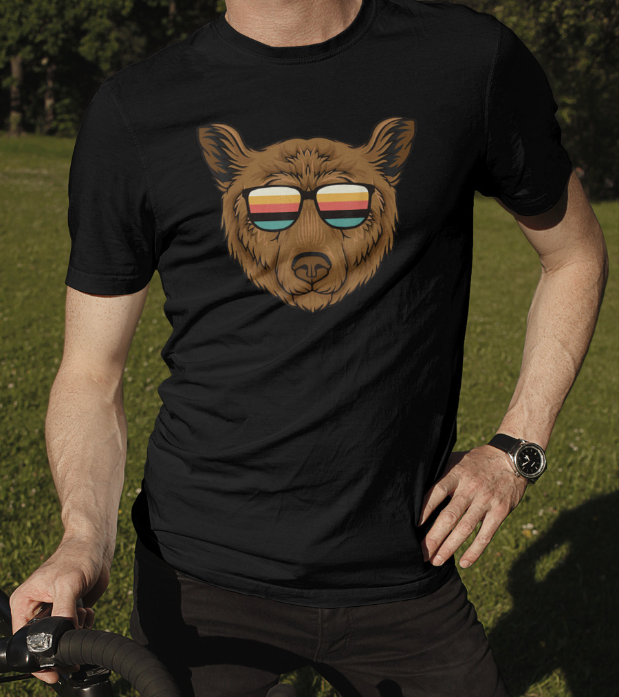 Bear Funny Retro Sunglasses B081PSDB68 T-Shirt