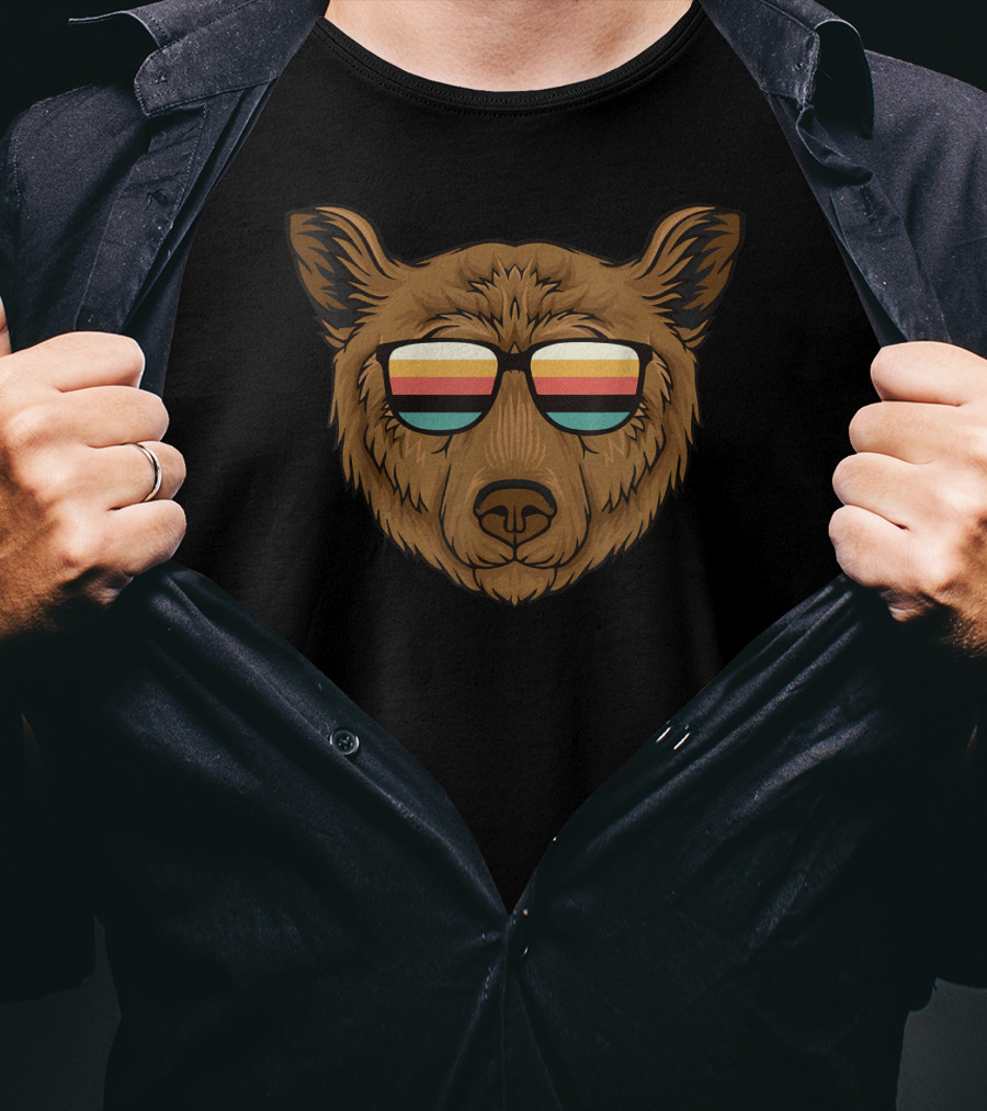 Bear Funny Retro Sunglasses B081PSDB68 T-Shirt