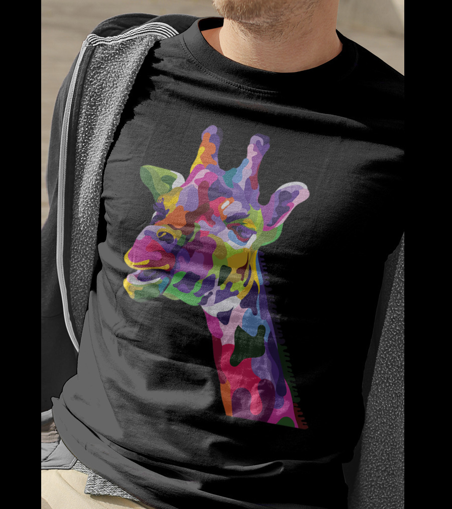 Giraffe Support Colorful Psychedelic T-Shirt