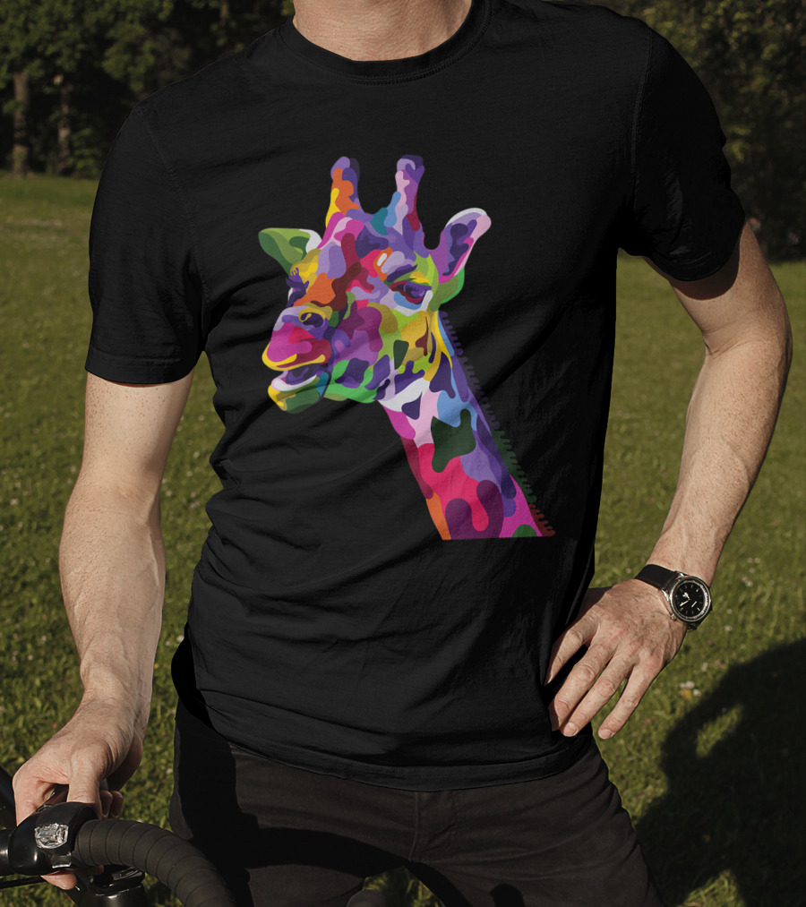 Giraffe Support Colorful Psychedelic T-Shirt