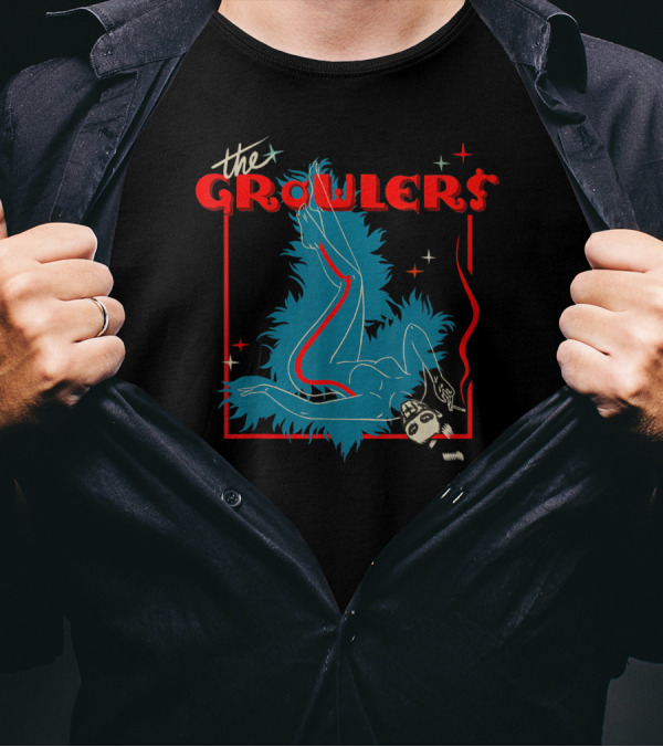 The Growlers Vintage Pop Music Art With Retro Figure And Star Accents T-Shirt