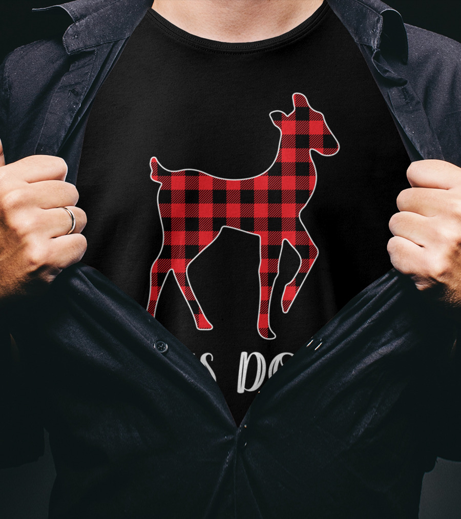 His Doe Red Plaid Buffalo Check Pattern Deer T-Shirt